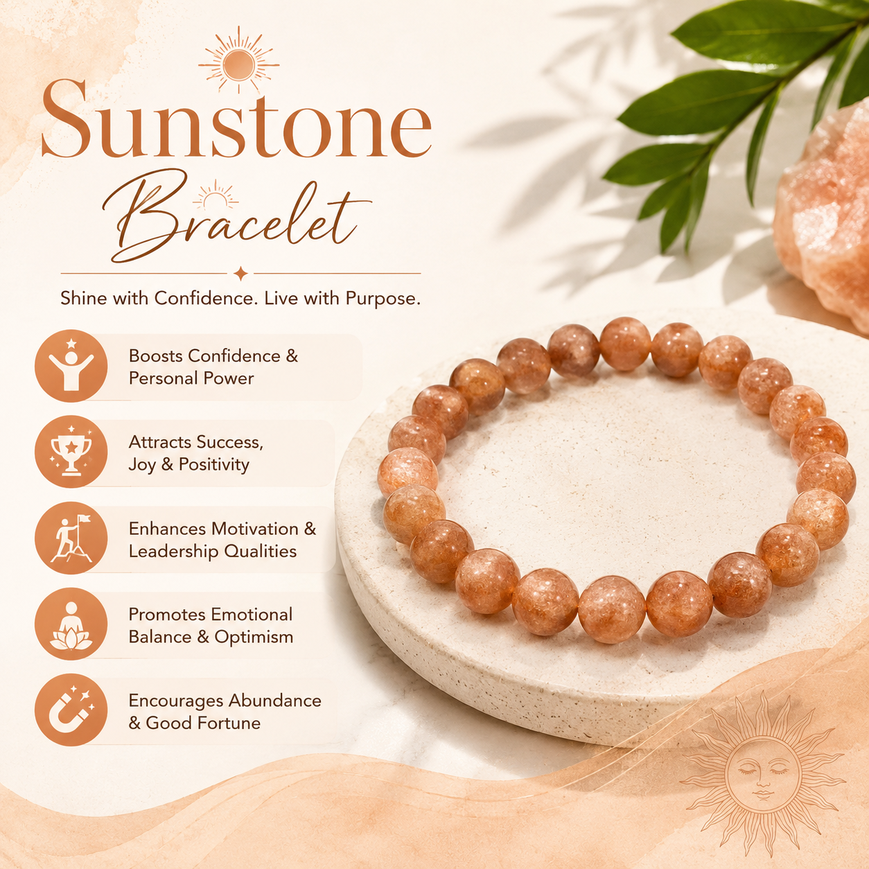 Sunstone Bracelet 10MM