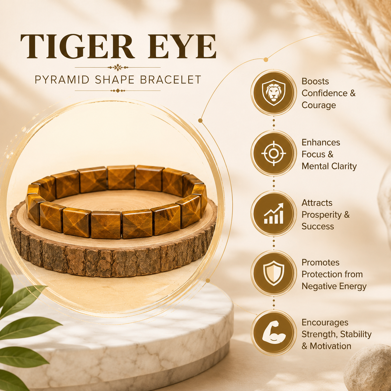 Tiger Eye Pyramid Shape AAA Bracelet