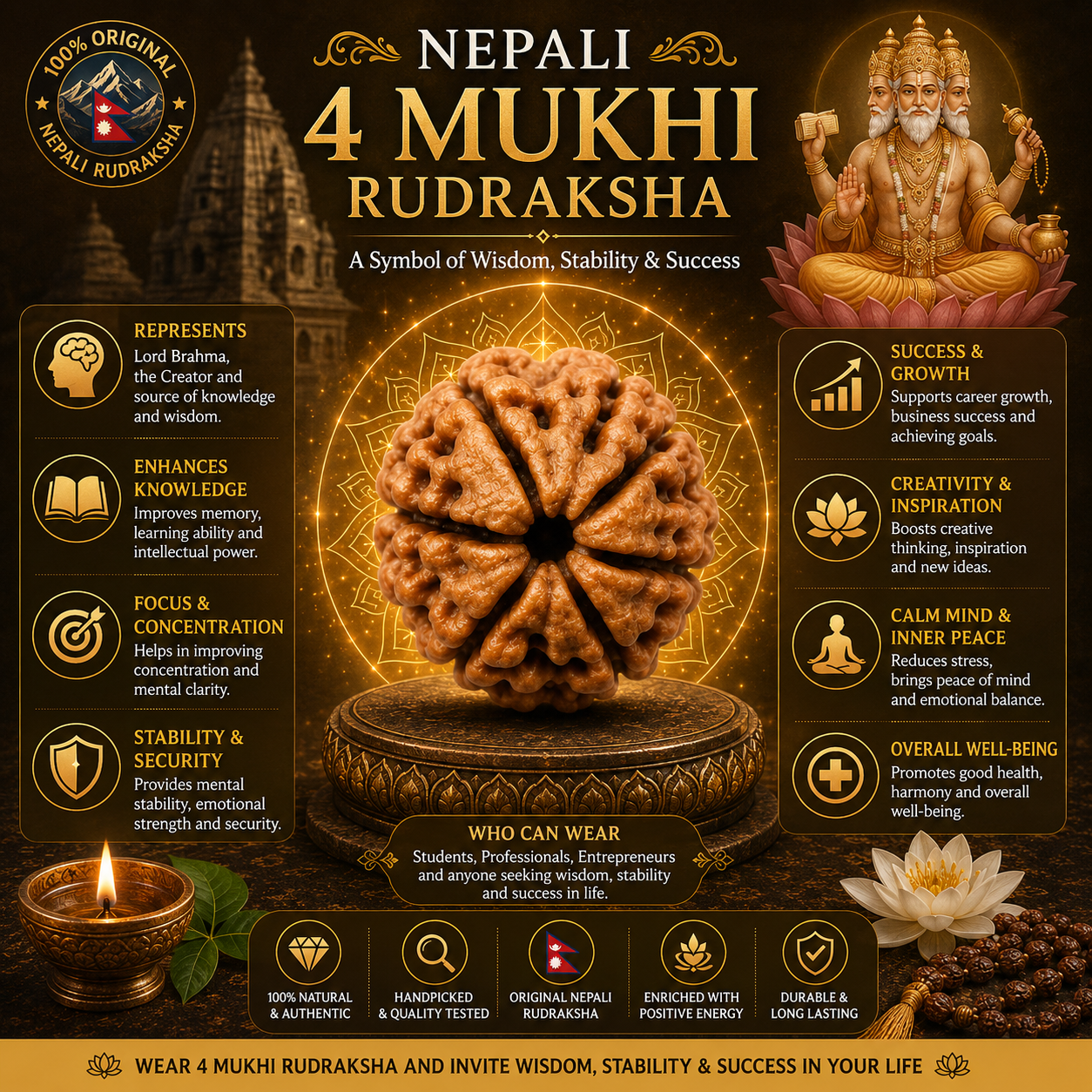 Nepali 4 Mukhi Rudraksha