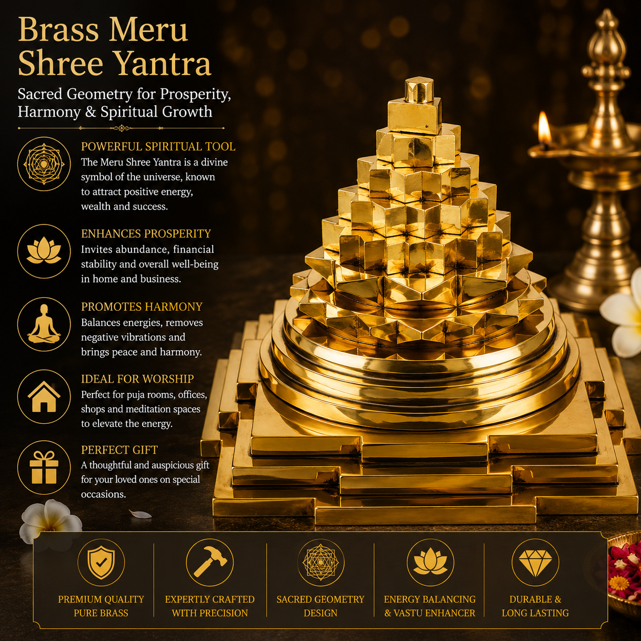 Brass Meru Shree Yantra Big Size