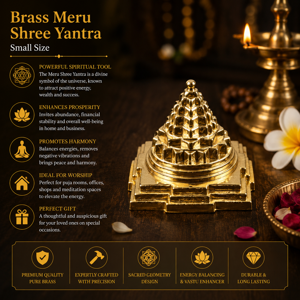 Brass Meru Shree Yantra Small Size