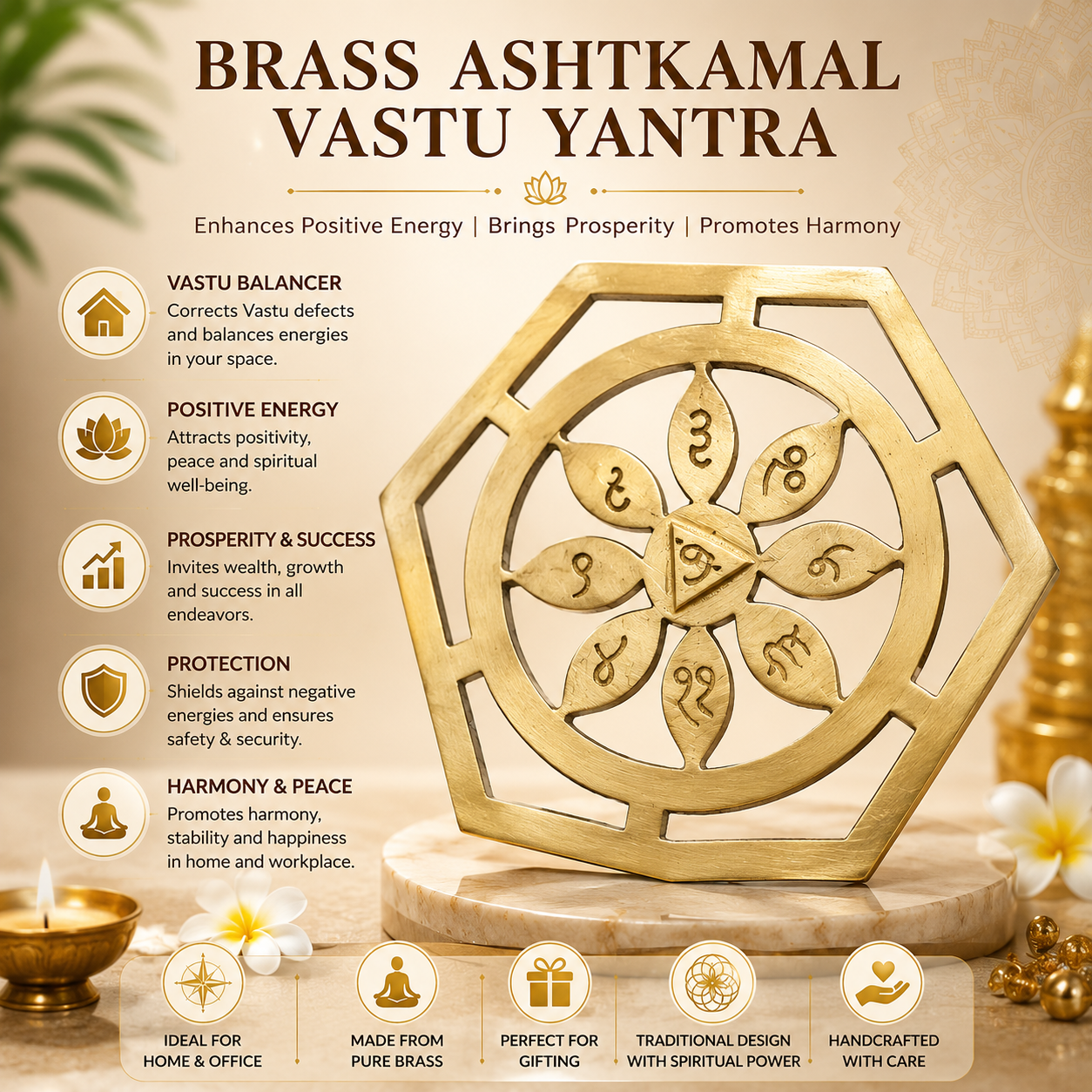 Brass Ashtkamal Vastu Yantra