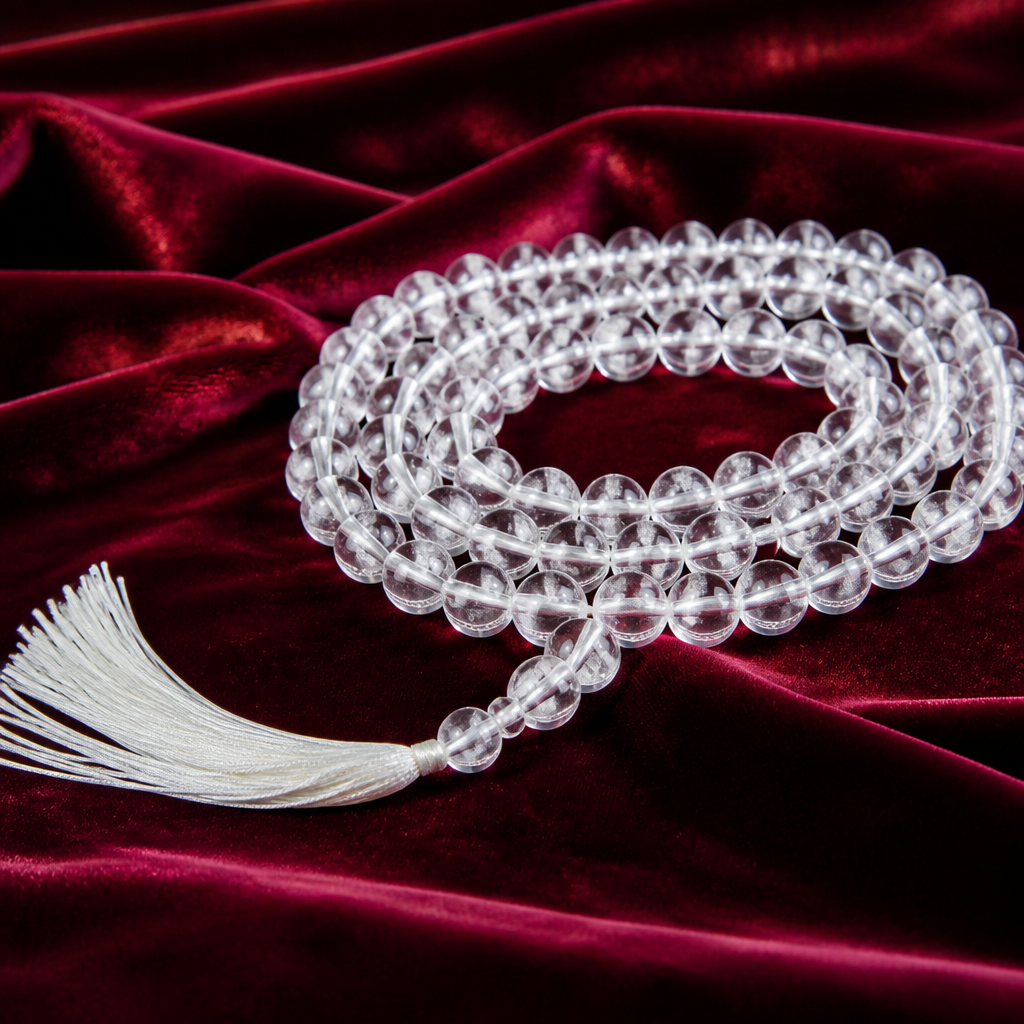 Sphatik Mala | Natural Crystal Quartz Meditation & Peace Mala