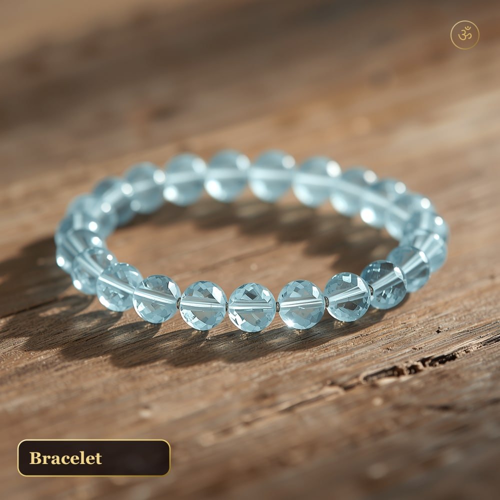 Aquamarine Crystal Bracelet for Communication & Calm