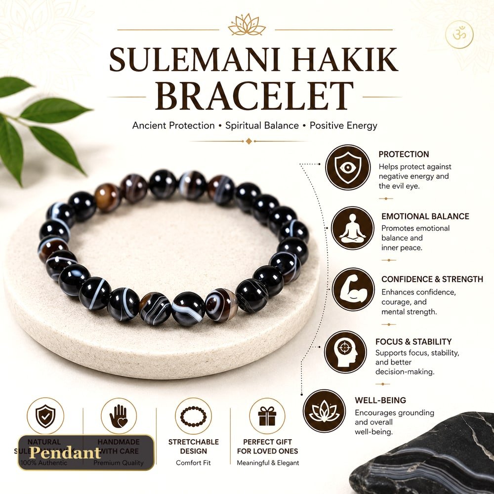 Black Sulemani Hakik Pendant In Silver