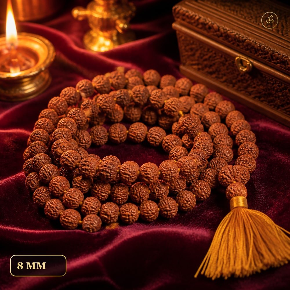 (N) 5 Mukhi Rudraksh Mala Jaap 8MM